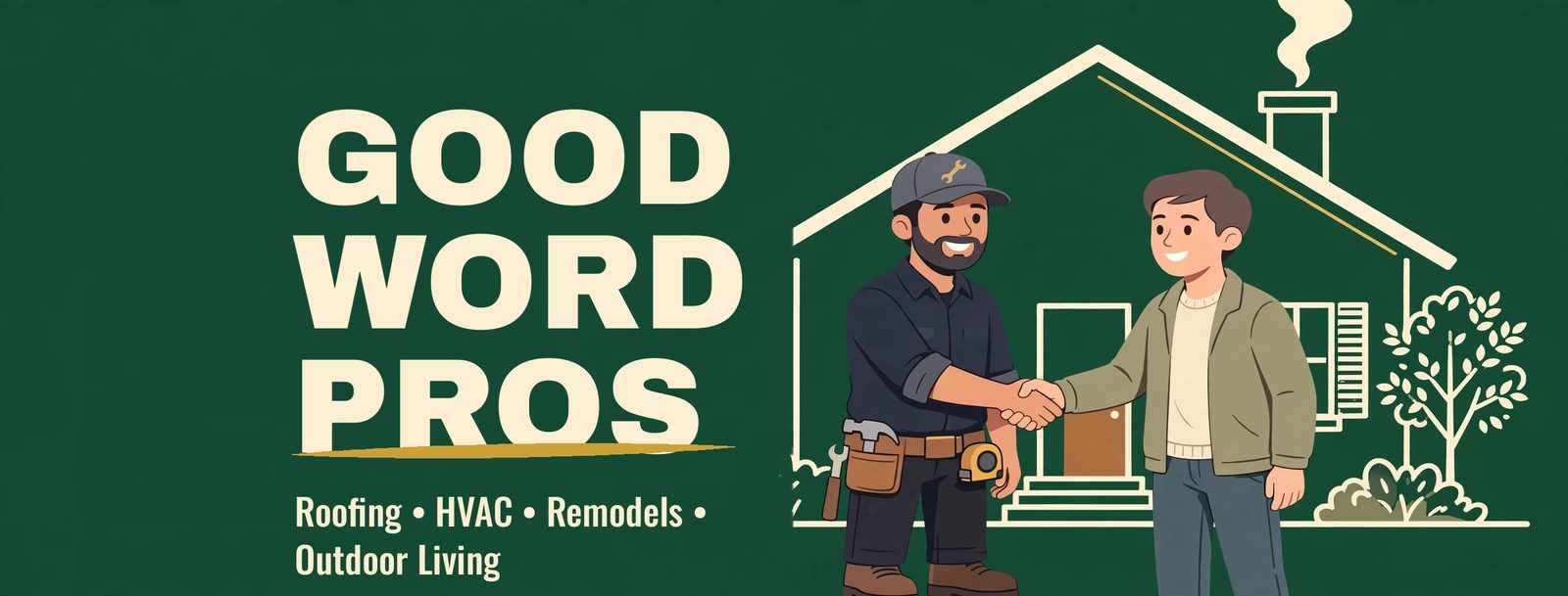 Homeowner shaking hands with a vetted Good Word Pros contractor