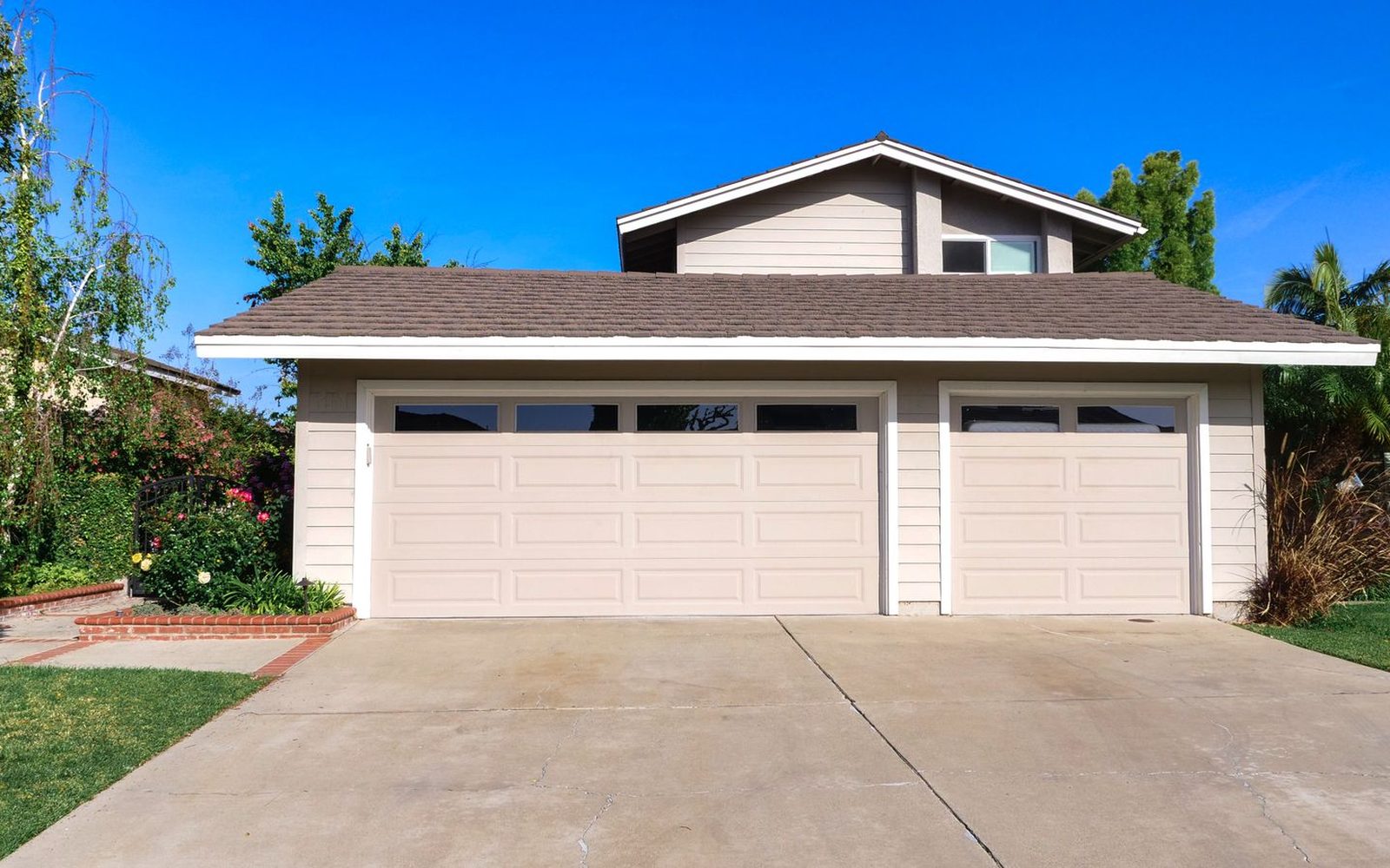 Home exterior with double garage door
